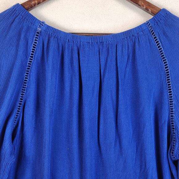 INC International Concepts Women’s Peasant Blouse XL Blue Relaxed Fit EUC - Picture 8 of 14